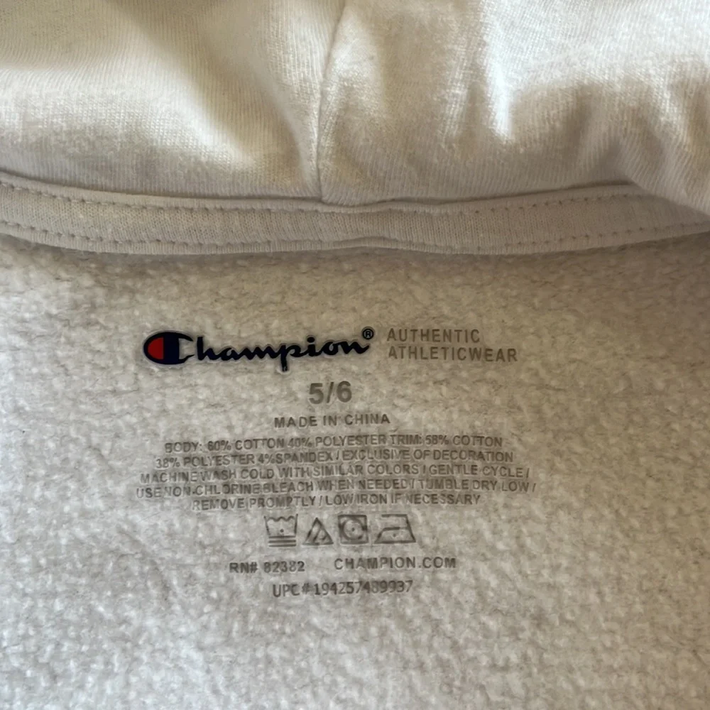 🎄CHAMPION GIRLS WHITE & PINK HOODIE SIZE 5